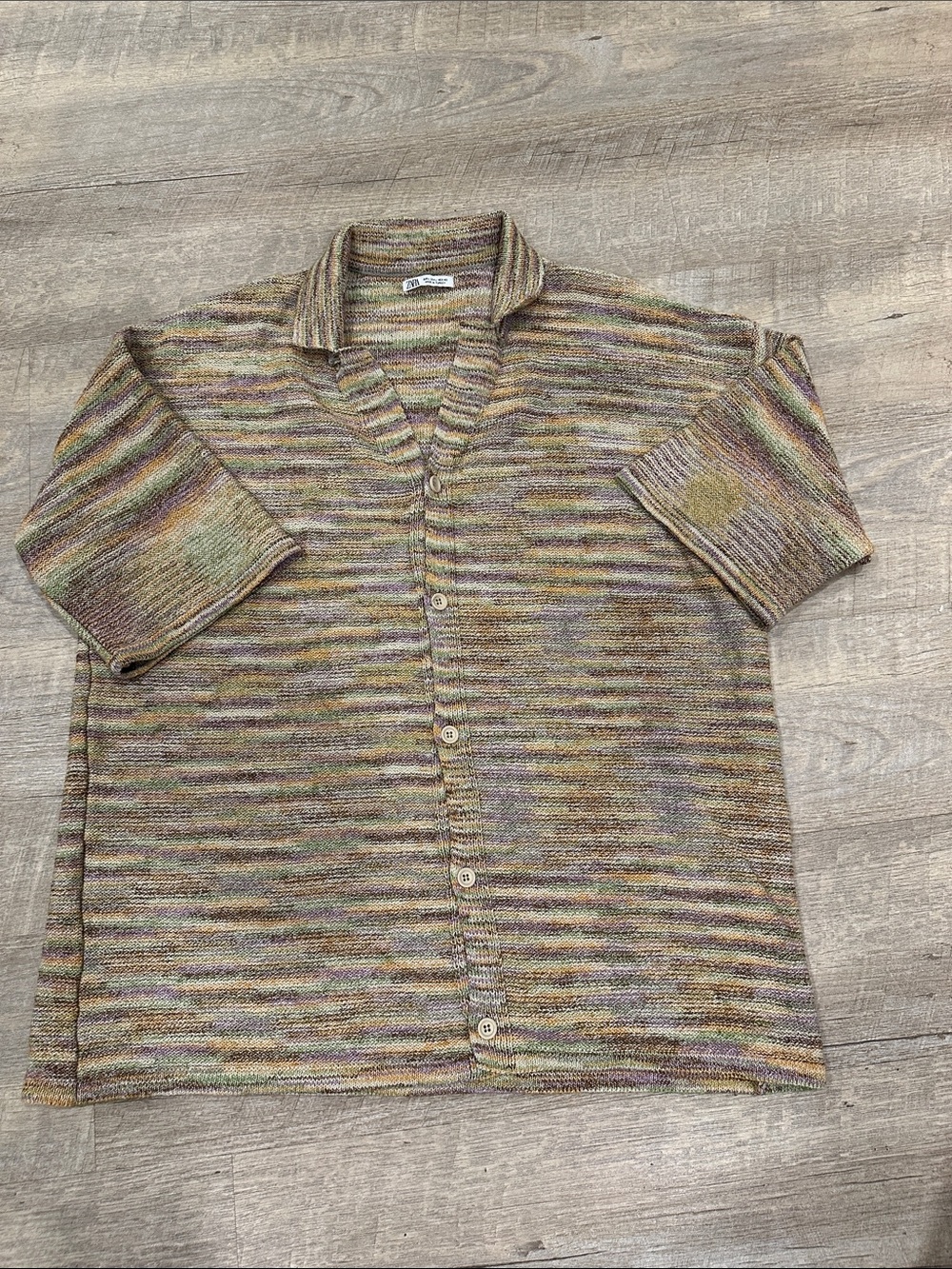 Zara Multicolor Striped Short Sleeve Button-Up Shirt